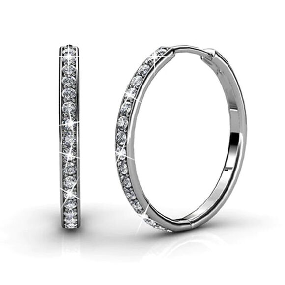 Cate & Chloe Bianca 18k White Gold Plated Silver Hoop Earrings New in Box - Picture 1 of 6